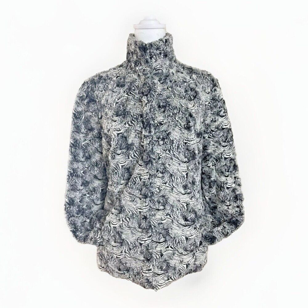 JM Collection Mob Wife Faux Fur Fall Winter Gray Dressy Comfy Women Jacket sz S